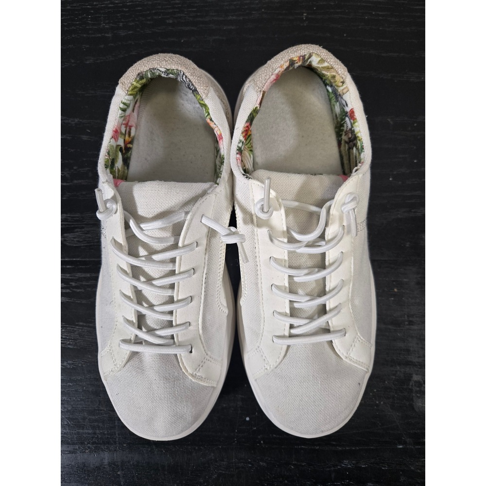 Hey‎ Dude White Canvas Floral Lining Casual Slip On Sneakers Size 7 - Picture 2 of 8